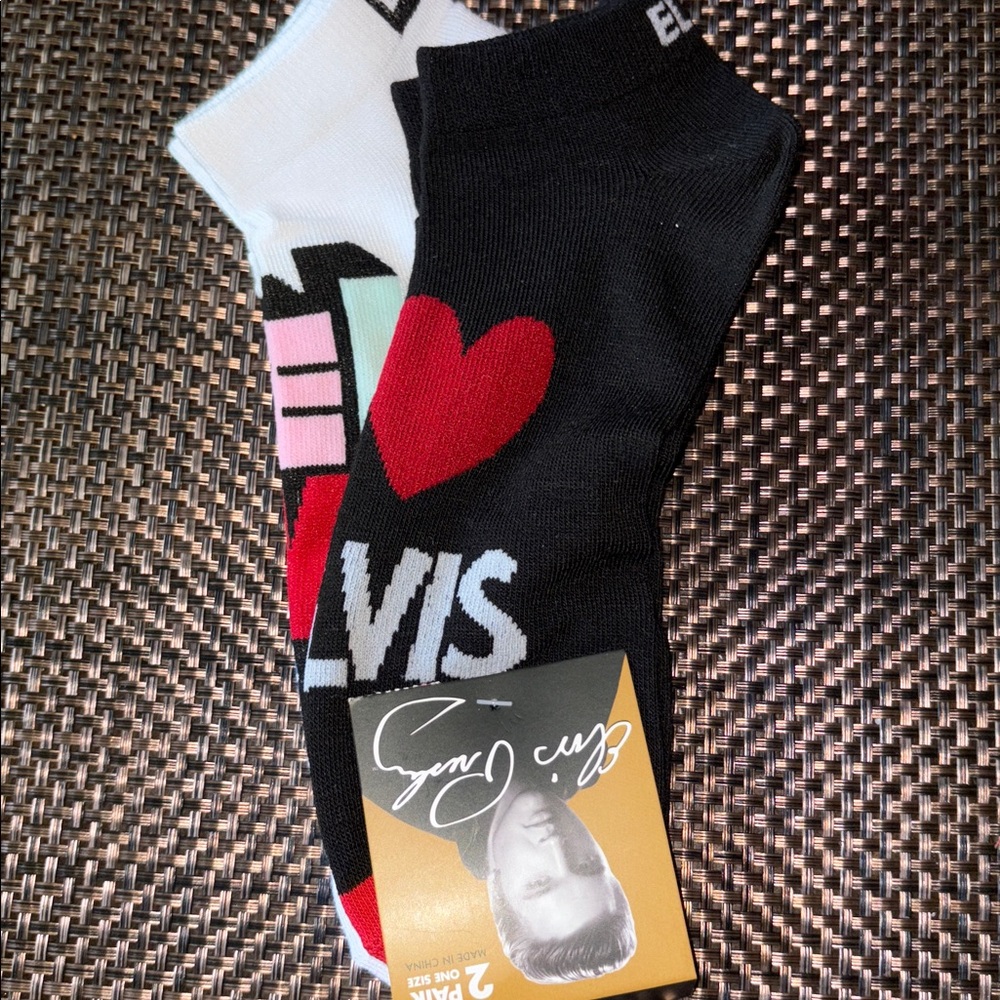 Elvis Presley Black and White Socks 2 pr. NWT